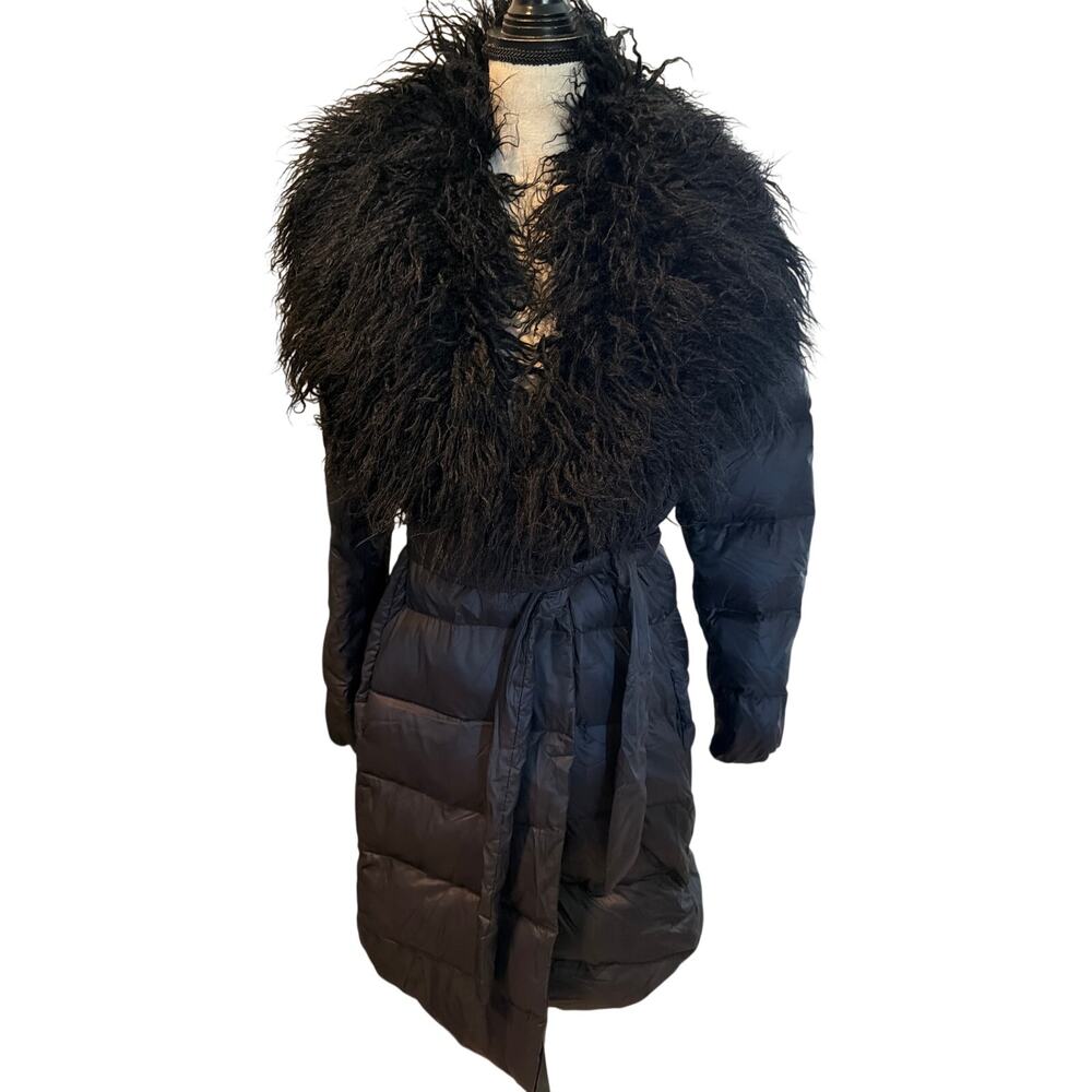 ⭐️ Women’s Ralph Lauren Black Puffer Coat W/Faux Fur Size Medium Preppy Luxury